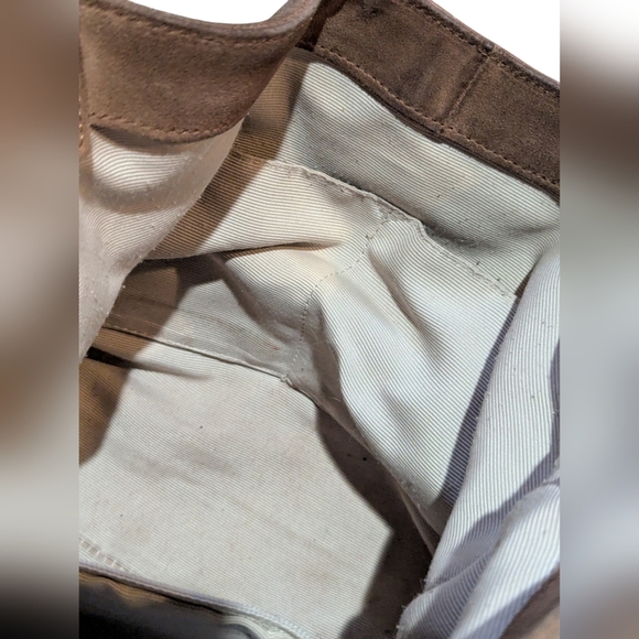 Talbots Camel Tan Leather Suede Hobo Bag Tortoiseshell Buckle Neutral - Picture 7 of 11